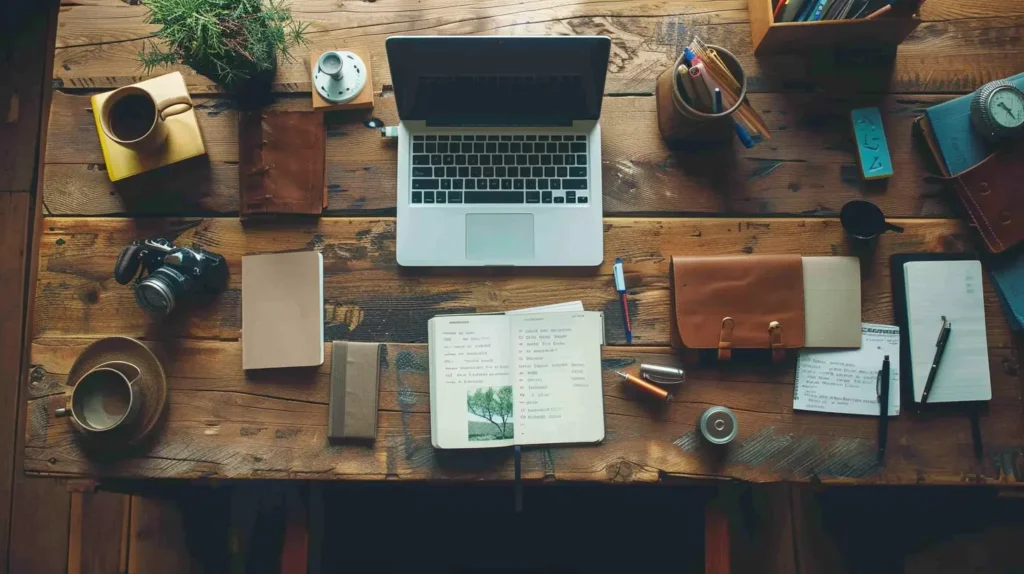 Schreibtisch mit kreativen Tools