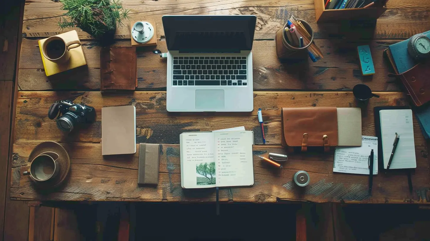 Schreibtisch mit kreativen Tools