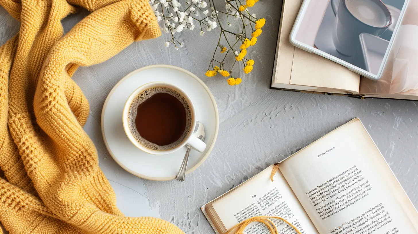 Lesestoff und Kaffee
